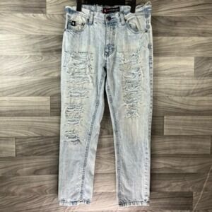 Southpole Mens Slim Straight Jeans‎ Blue Ripped Light Wash Denim 32x30 Y2K Style